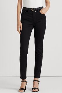 Черные джинсы с завышенной талией узкого кроя Lauren Ralph Lauren, черный