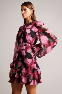 Розовое асимметричное платье мини Grayda с рюшами Ted Baker, розовый