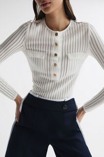 Блузка Pippa в полоску с длинными рукавами Reiss, белый