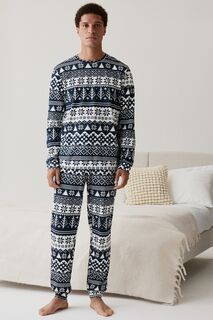 Подходящие семейные мужские рождественские пижамы Next, синий