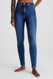 Синие джинсы очень узкого кроя и завышенной талией Calvin Klein Jeans, синий