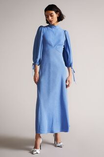 Голубое платье косой формы Ninora с декоративной строчкой Ted Baker, синий