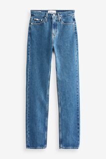 Синие джинсы с завышенной талией и прямыми штанинами Calvin Klein Jeans, синий