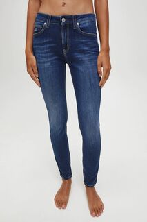 Синие джинсы скинни средней посадки Calvin Klein Jeans, синий
