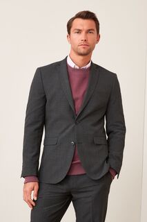 Фактурный пиджак из смесовой шерсти Next, серый