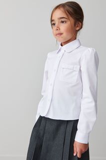 Школьная рубашка для девочек отделанная кружевом Clarks, белый