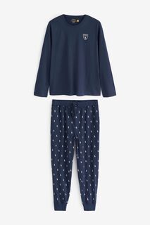 Темно-синяя пижама с длинными рукавами и логотипом Polo Ralph Lauren, синий