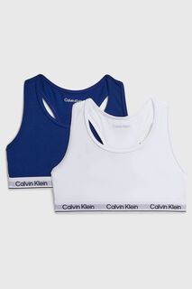 Комплект из 2 хлопковых бралеттов Modern для девочек Calvin Klein, белый