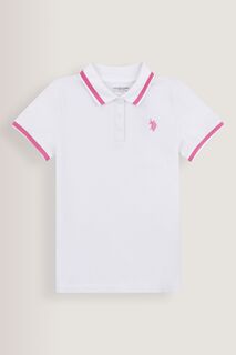 Белая рубашка-поло для девочек с короткими рукавами U.S. Polo Assn, белый