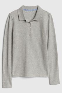 Равномерная рубашка-поло с длинными рукавами и эластичной тканью Gap, серый