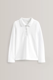 Комплект из 2 хлопковых рубашек-поло с длинными рукавами Next, белый