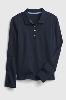 Рубашка-поло Uniform с длинными рукавами из натурального хлопка Gap, синий