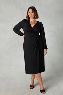 Черное платье миди Curve из джерси с декоративной пряжкой Live Unlimited, черный