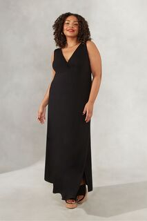 Черное платье макси Curve с V-образным вырезом и перекрученным передом Live Unlimited, черный
