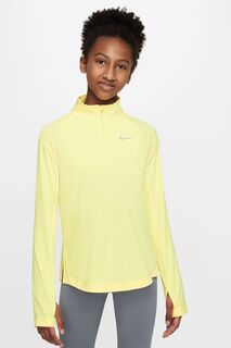 Беговая футболка Dri-FIT с длинными рукавами и молнией 1/2 Nike, желтый