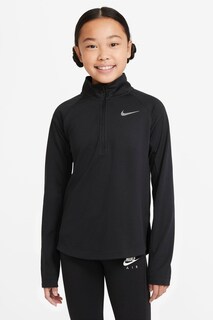 Беговая футболка Dri-FIT с длинными рукавами и молнией 1/2 Nike, черный