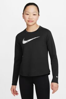 Dri-FIT Однослойный топ с длинными рукавами Nike, черный