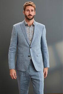 Фирменный пиджак Nova Fides из 100% льна Next, синий