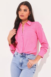 Рубашка на пуговицах с карманом Lipsy, розовый