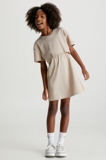 Платье-майка для девочки бежевого цвета Calvin Klein Jeans