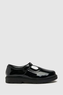 Черные лакированные туфли с замком и Т-образным ремешком Schuh, черный
