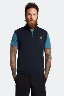 Вязаный жилет с высоким воротником темно-синего цвета Lyle &amp; Scott, синий