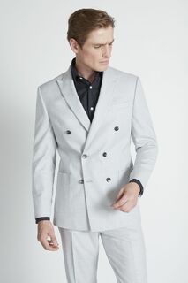 Светло-серый фланелевой костюм с приталенным жакетом MOSS, серый