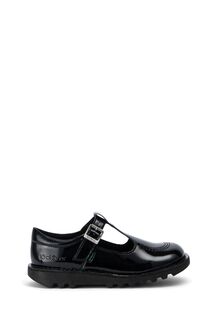 Черные лаковые туфли для девочек Junior Kick с Т-образным ремешком Kickers, черный