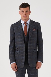 Серый приталенный твидовый пиджак Doyle с добавлением шерсти Skopes, серый