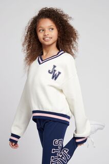 Кремовый толстовка оверсайз Varsity с V-образным вырезом Jack Wills