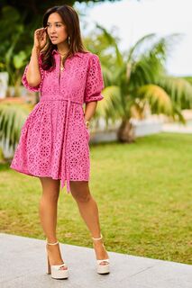 Розовое платье-рубашка Myleene Klass, розовый