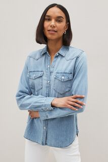 Джинсовая рубашка с длинными рукавами в стиле вестерн Gap, синий