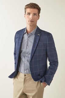 Пиджак индивидуального покроя из смеси льна и шерсти Joules, синий