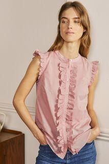 Розовая рубашка без рукавов с вышивкой Boden, розовый