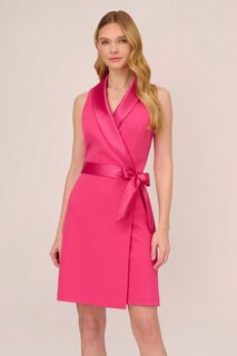 Розовое платье-смокинг из крепа Adrianna Papell, розовый