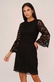 Черное кружевное короткое платье Adrianna Papell, черный