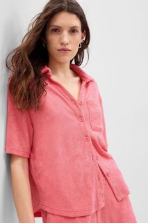 Рубашка свободного кроя с короткими рукавами из махровой ткани Gap, розовый