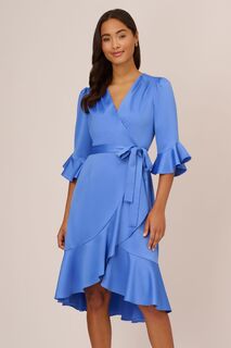 Синее атласное платье Adrianna Papell, синий