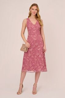 Розовое платье Studio с цветочной вышивкой расшитой пайетками Adrianna Papell, розовый