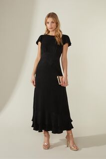 Черное платье Фиби с рюшами на спине и баской Ro&amp;Zo, черный Ro&Zo