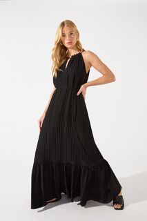 Черное фактурное платье миди с завязкой на талии Ro&amp;Zo, черный Ro&Zo