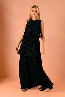 Каскадное платье-макси Черное Isla Плиссированное с черным Ro&amp;Zo, черный Ro&Zo
