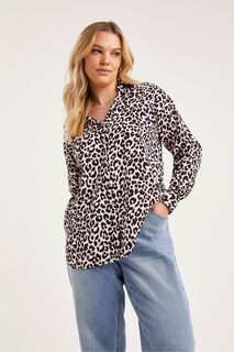 Черно-черная рубашка с леопардовым принтом Simply Be, белый