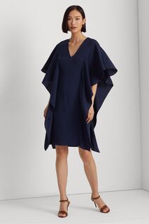 Коктейльное платье с короткими рукавами темно-синее кафтан Blue Georgette Lauren Ralph Lauren, синий