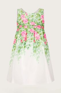 Детское платье Duchess натурального цвета с растительным принтом и мотивом розы Monsoon