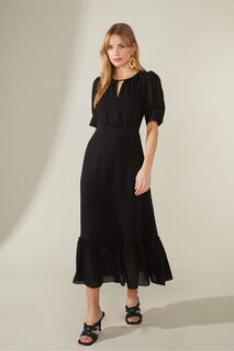 Черное фактурное платье миди с каплевидным вырезом Ro&amp;Zo, черный Ro&Zo