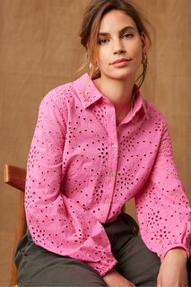 Рубашка с английской вышивкой Mint Velvet, розовый