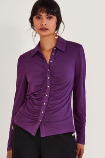 Фиолетовая трикотажная рубашка с рюшами Monsoon, фиолетовый