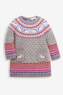 JoJo Maman Bébé трикотажное платье с единорогом Fair Isle Jojo Maman Bébé