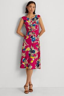 Платье миди Tessanne стрейч и украшением на талии Lauren Ralph Lauren, розовый